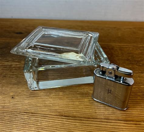 vintage cut glass cigarette box metal band|Vintage Glass Cigarette Box .